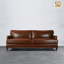Load image into Gallery viewer, Lancashire Round Arm Three Seater Leather Sofa