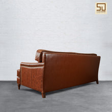 Load image into Gallery viewer, Lancashire Round Arm Three Seater Leather Sofa
