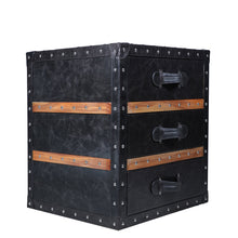 Load image into Gallery viewer, Vintage Streamer Trunk Bed Side Table - Vintage Black