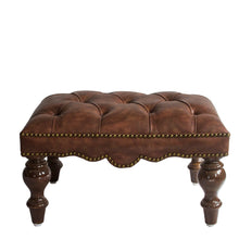 Load image into Gallery viewer, Churchill Leather Foot Stool in Brown Two Tone