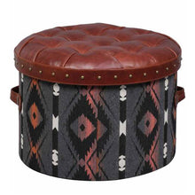 Load image into Gallery viewer, Traditional Textile Round Pouffe