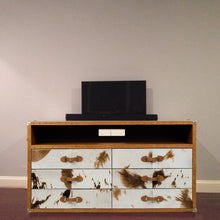 Load image into Gallery viewer, Vintage Trunk Chest of Drawers cum TV Unit - Natural Hair-on