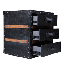 Load image into Gallery viewer, Vintage Streamer Trunk Bed Side Table - Vintage Black