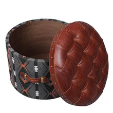 Load image into Gallery viewer, Traditional Textile Round Pouffe
