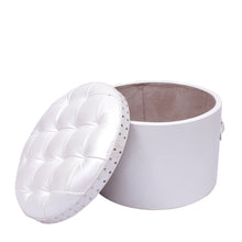 Load image into Gallery viewer, Ivory Round Pouffe