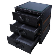 Load image into Gallery viewer, Vintage Streamer Trunk Bed Side Table - Vintage Black