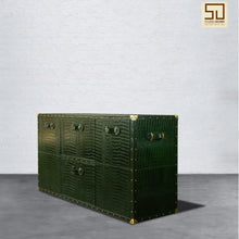 Load image into Gallery viewer, Vintage Trunk Cabinet - Bottle Green