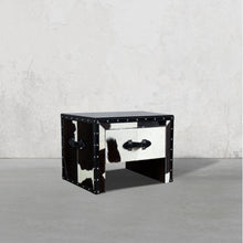 Load image into Gallery viewer, Black & White Hair-on Bed Side Table