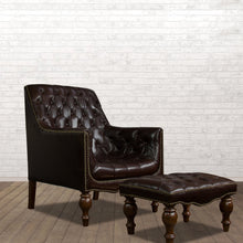 Load image into Gallery viewer, Churchill Leather Reading Chair with Foot Stool
