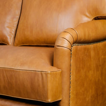Load image into Gallery viewer, Lancashire Round Arm Three Seater Leather Sofa