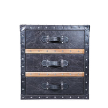 Load image into Gallery viewer, Vintage Streamer Trunk Bed Side Table - Vintage Black