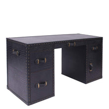 Load image into Gallery viewer, Directors Desk in Black Leather