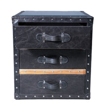 Load image into Gallery viewer, Vintage Streamer Trunk Bed Side Table - Vintage Black