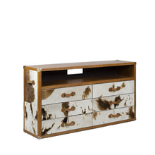 Load image into Gallery viewer, Vintage Trunk Chest of Drawers cum TV Unit - Natural Hair-on