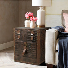 Load image into Gallery viewer, Bed Side Table with Top Open - Vintage Brown Tan