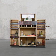 Load image into Gallery viewer, Heritage Trunk Bar Cart - Vintage Brown Tan