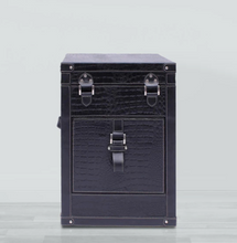 Load image into Gallery viewer, Bed Side Table with Top Open - Black Croco