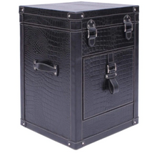 Load image into Gallery viewer, Bed Side Table with Top Open - Black Croco