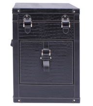 Load image into Gallery viewer, Bed Side Table with Top Open - Black Croco