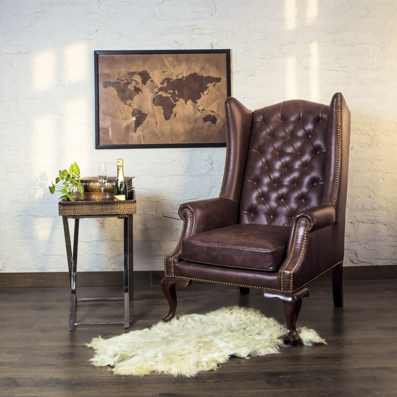Heritage Wing Chair in Espresso Brown