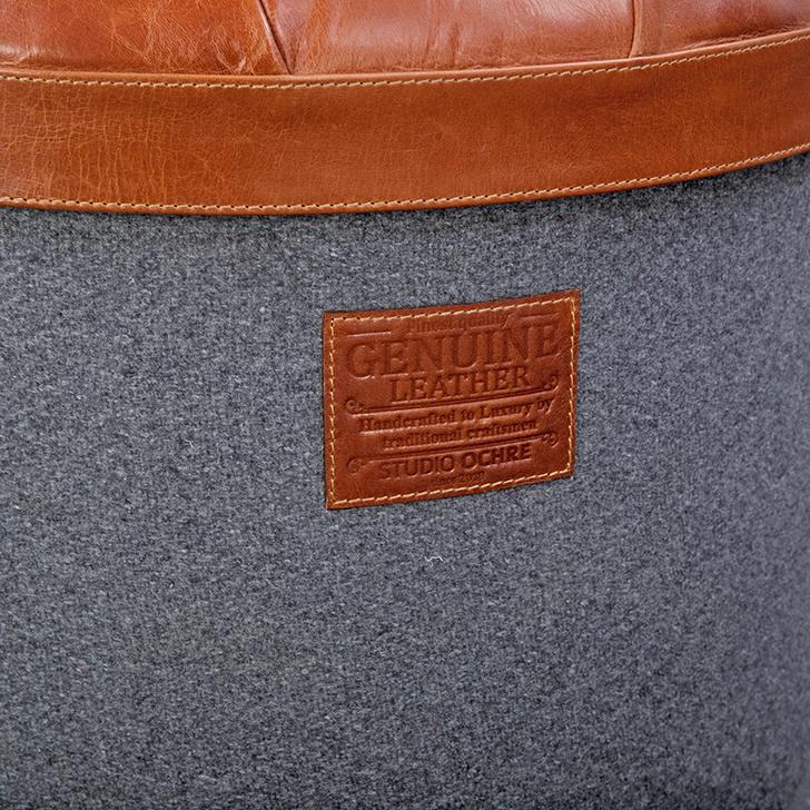 Stilettos Pouf with Vintage Tan Leather Top