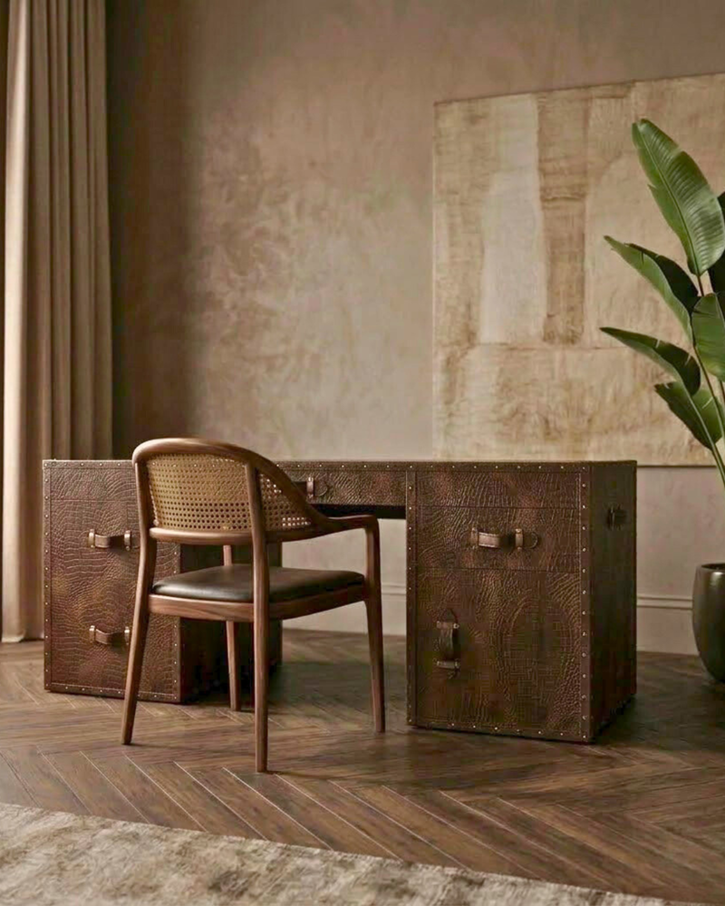 Directors Desk in Vintage Brown Leather