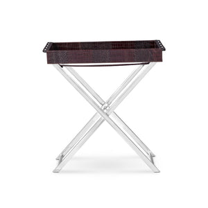 Tray On Stand in Black Leather