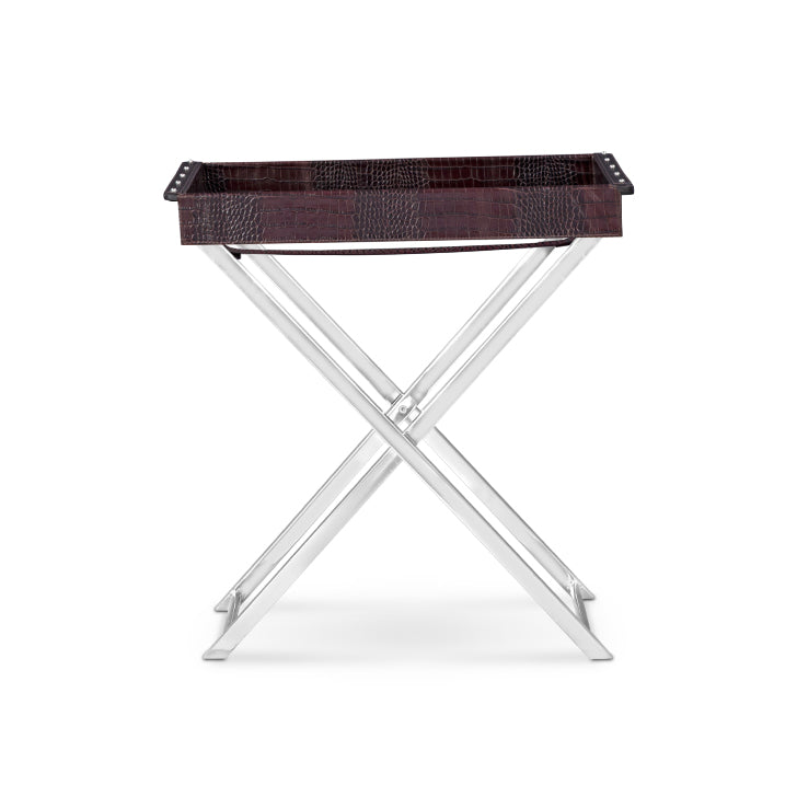 Tray On Stand in Black Leather
