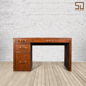 Directors Desk in Vintage Tan Leather