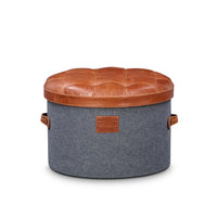 Stilettos Pouf with Vintage Tan Leather Top
