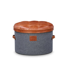 Load image into Gallery viewer, Stilettos Pouf with Vintage Tan Leather Top
