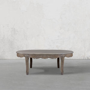 French Distressed Country Style Oval Coffee Table
