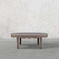 French Distressed Country Style Oval Coffee Table