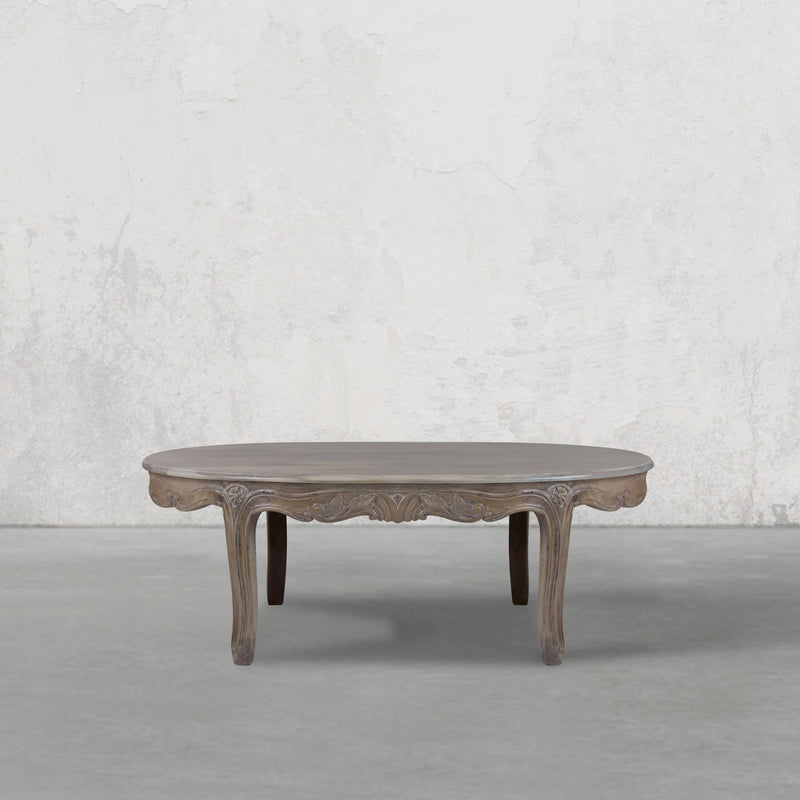 French Distressed Country Style Oval Coffee Table