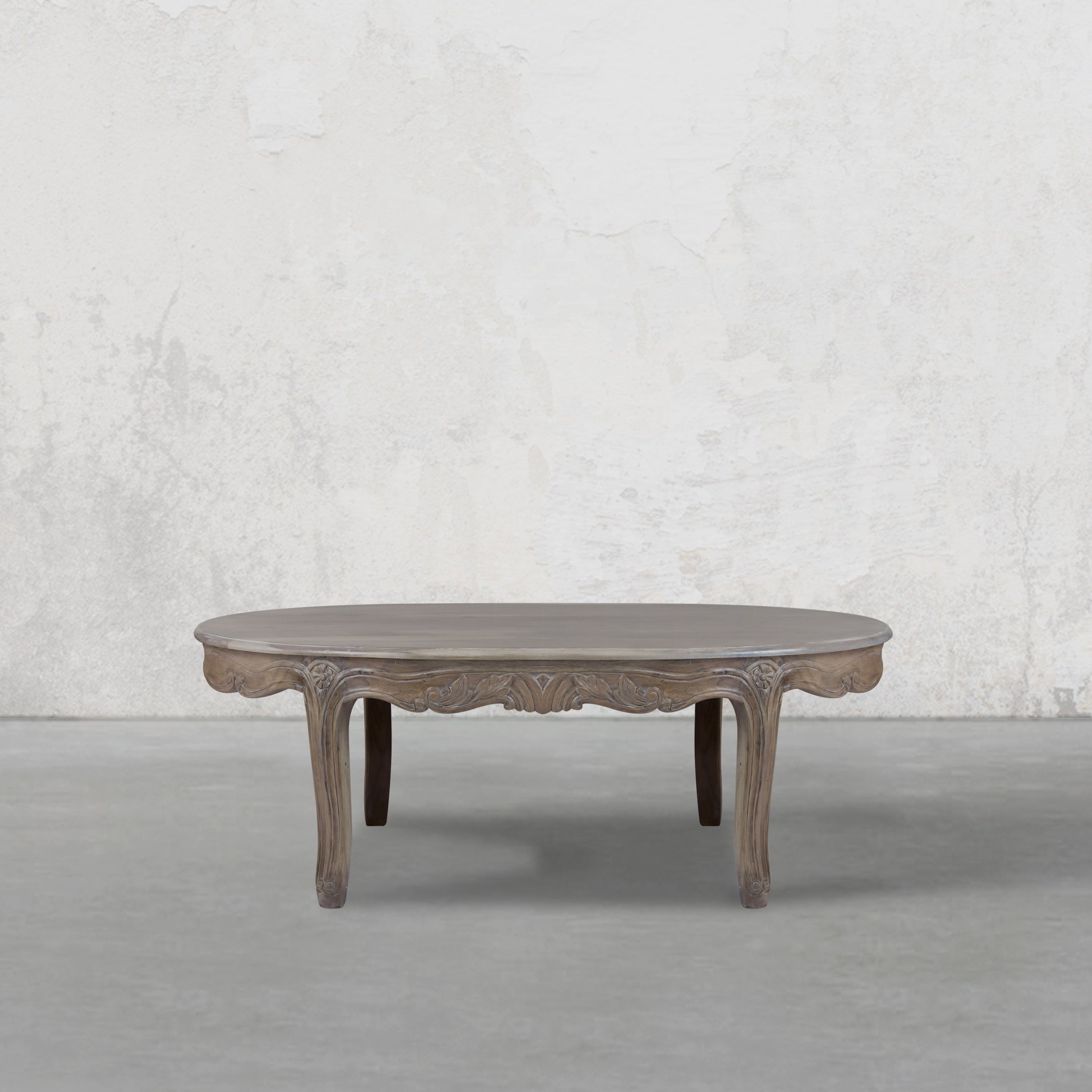 French Distressed Country Style Oval Coffee Table