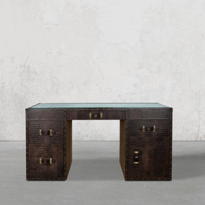 Directors Desk in Vintage Brown Leather