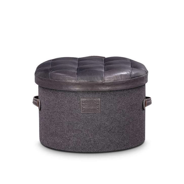 Stilettos Pouf with Charcoal Black Leather Top