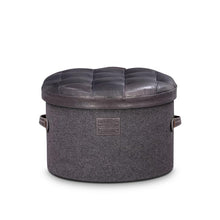 Load image into Gallery viewer, Stilettos Pouf with Charcoal Black Leather Top
