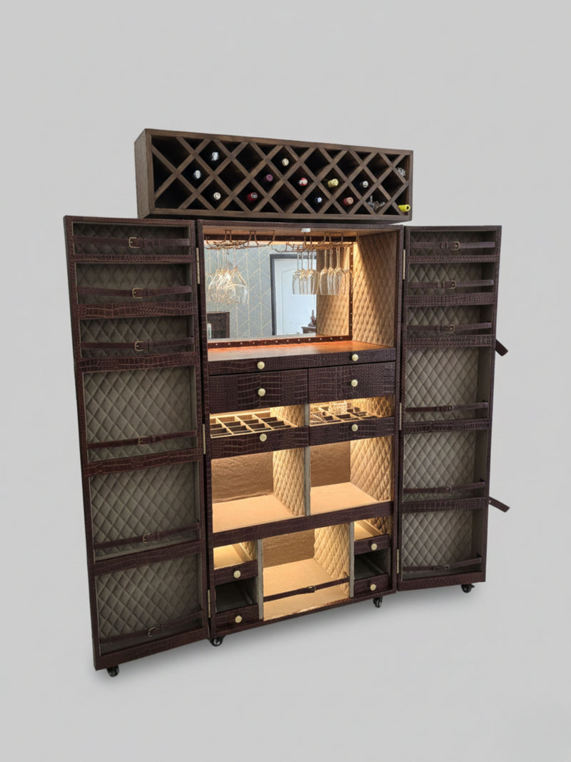 Heritage Bar Cabinet 6 ft - Vintage Brown