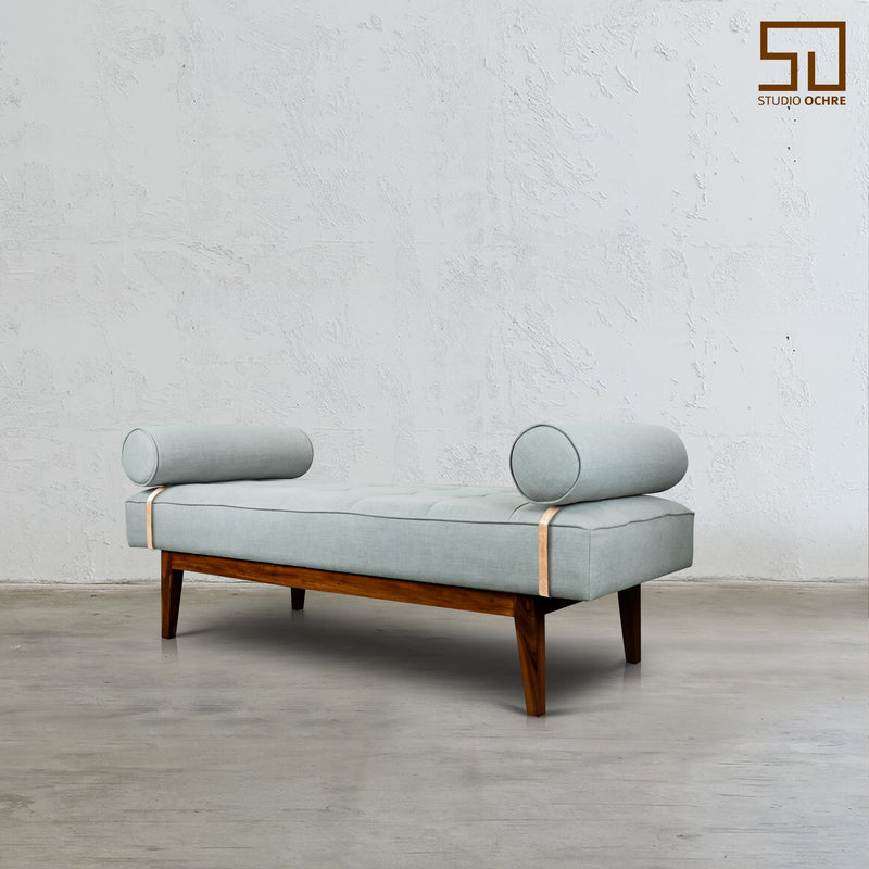 Nordic Bench in Grey Fabric