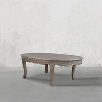 French Distressed Country Style Oval Coffee Table