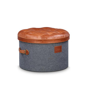 Stilettos Pouf with Vintage Tan Leather Top