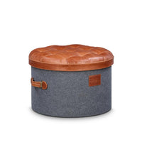 Stilettos Pouf with Vintage Tan Leather Top