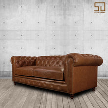 Load image into Gallery viewer, Gentleman&#39;s Club Three Seater Chesterfield Sofa
