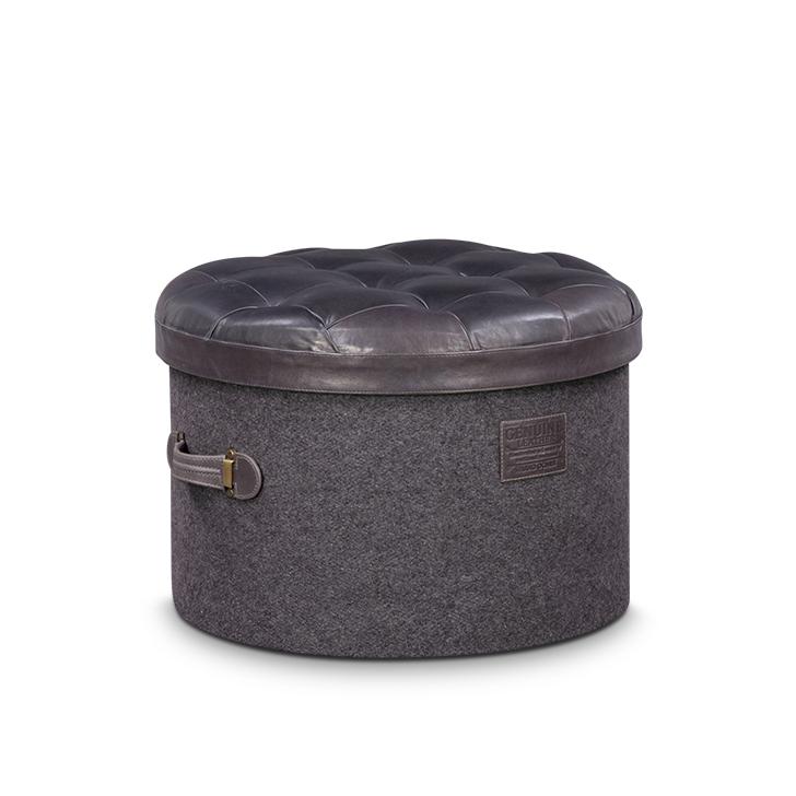 Stilettos Pouf with Charcoal Black Leather Top
