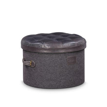 Load image into Gallery viewer, Stilettos Pouf with Charcoal Black Leather Top
