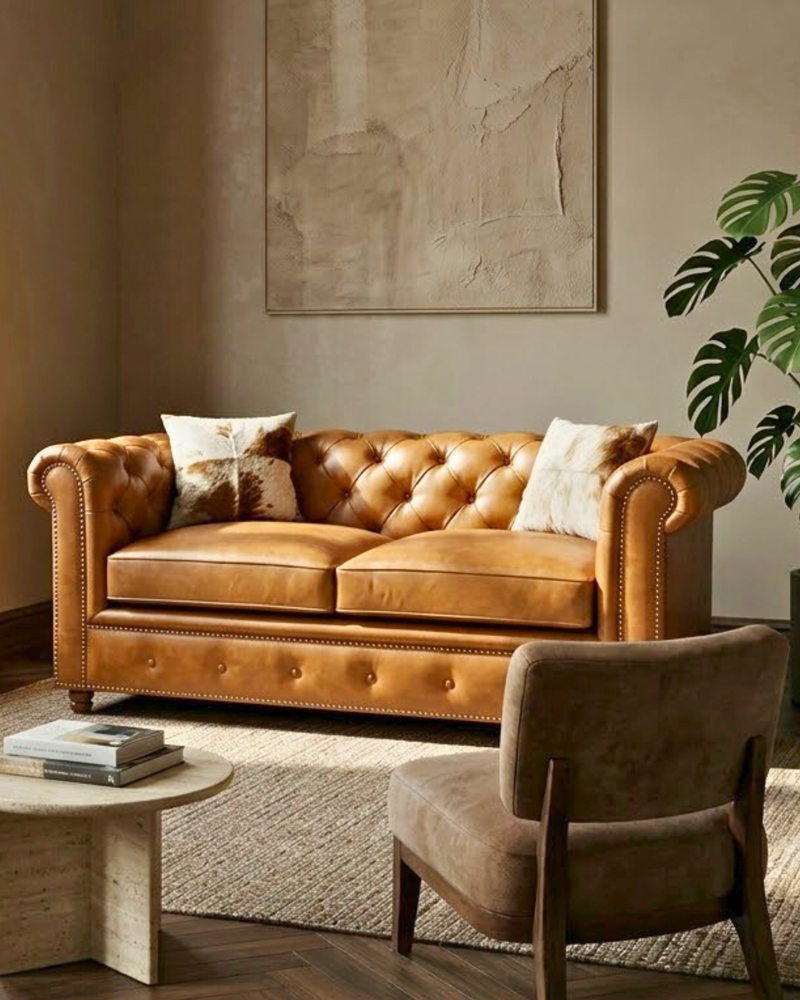 Gentleman's Club Two Seater Chesterfield Sofa