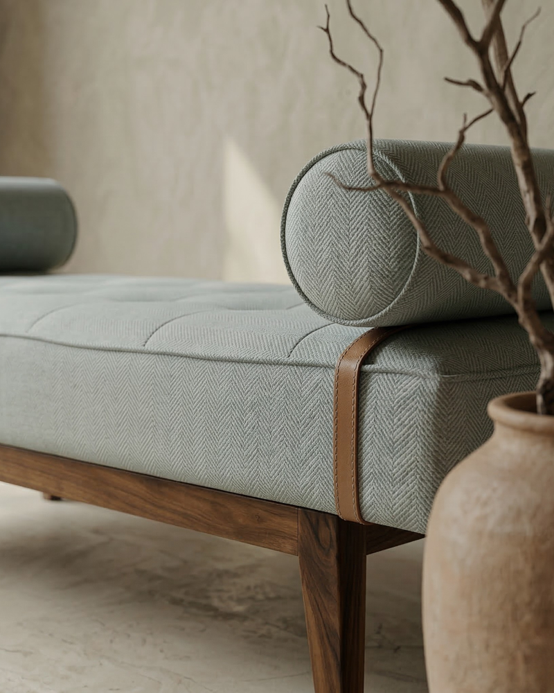 Nordic Bench in Grey Fabric