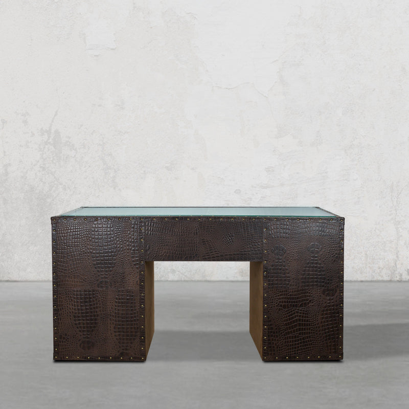 Directors Desk in Vintage Brown Leather