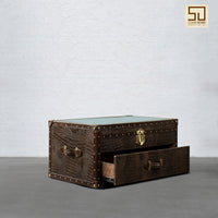 Mini Trunk Coffee Table in Espresso Brown Leather
